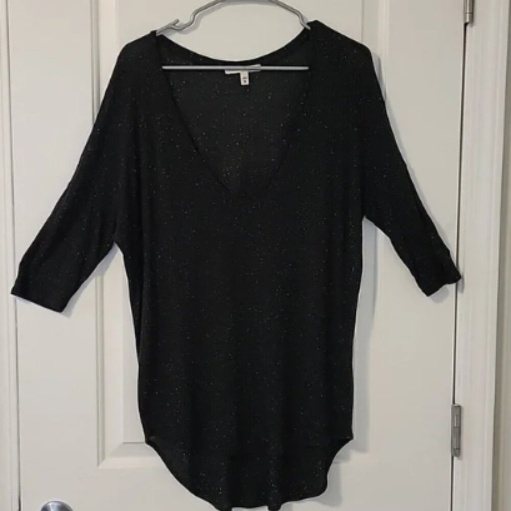 Black Sparkle V-Neck Top